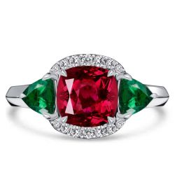 Italo Ruby Rings Cuhsion Cut Unique Engagement Rings