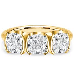 Italo Cushion Cut White Sapphire Engagement Rings 3 Stone Ring
