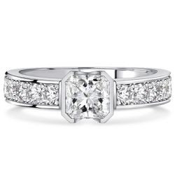 Italo Princess Cut White Sapphire Engagement Rings Wedding Rings