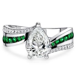 Italo Bypass Emerald Sapphire Ring Pear Shaped Engagement Ring