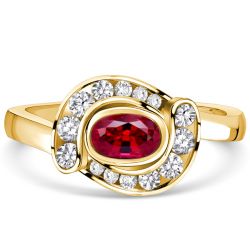 Italo Golden Oval Cut Ruby Sapphire Rings Halo Promise Ring
