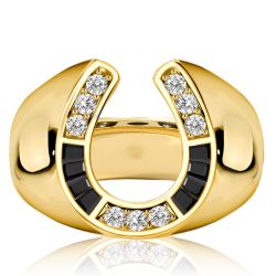 Italo Golden Horseshoe Ring Black Sapphire Rings For Women