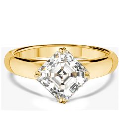 Italo East West Asscher Cut White Sapphire Engagement Rings