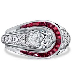 Italo Art Deco Rings Pear Shaped Ruby Rings