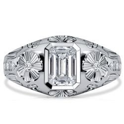 Italo Vintage Emerald Cut White Sapphire Engagement Rings Cocktail Rings