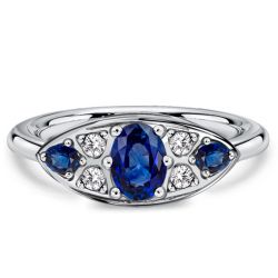 Italo Oval Cut Blue Saphire Rings Vintage Wedding Rings