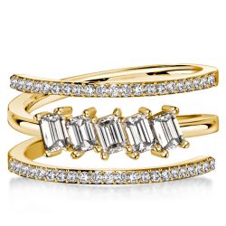 Italo Spiral Design Emerald Cut Engagement Rings Stackable Ring