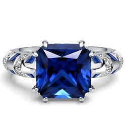 Italo Knife-Edge Princess Cut Blue Sapphire Cut Engagement Ring