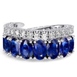 Italo Spiral Design Oval Cut Blue Sapphire Ring For Women