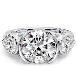 Italo Half-bezel Pear & Round Cut Three Stone Engagement Rings For Women
