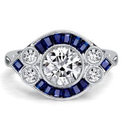 Italo Milgrain Bezel 1 CT. Round Cut Vintage Engagement Rings