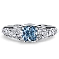 Italo Cushion Cut Blue Topaz Five Stone Engagement Ring Promise Ring