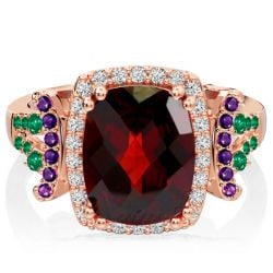 Italo Split Shank Halo 3.5 CT. Cushion Cut Garnet Unique Engagement Rings