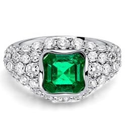 Italo Micro Pave Asscher Cut Emerald Sapphire Engagement Ring