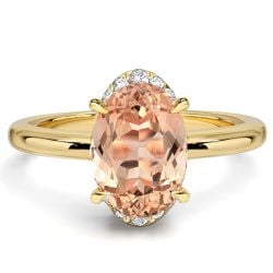 Italo Half-halo Champagne Oval Cut Engagement Ring For Women