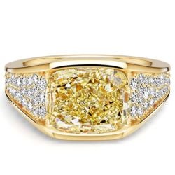Italo East-west Elongated Yellow Topaz Cushion Cut Engagement Rings