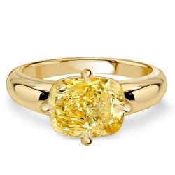 Italo East West Golden Cushion Cut Yellow Topaz Engagement Rings