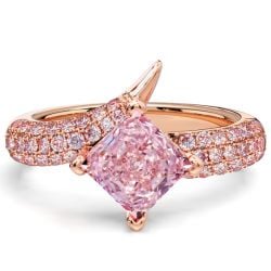 Italo Micro Pave Princess Cut Pink Sapphire Ring Unique Engagement Rings