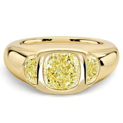 Italo 2 Carat Cushion Cut Yellow Topaz Three Stone Engagement Ring For Women