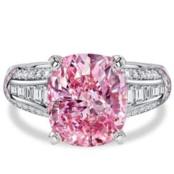 Italo 5.5 Carat Cushion Cut Pink Sapphire Unique Engagement Rings