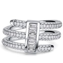 Italo Micro Pave Triple Round & Baguette Cut Unique Engagement Rings