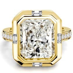 Italo Bezel Set Side Stone 5.5 Carat Radiant Cut Engagement Ring For Women