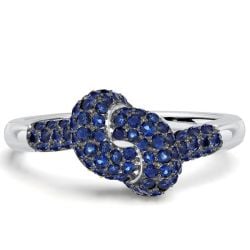 Italo Micro Pave Infinity Knot Ring Blue Sapphire Unique Engagement Rings