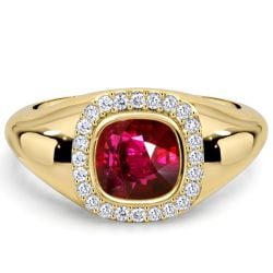 Italo Halo Ruby Ring Ruby Cushion Cut Engagement Ring For Women