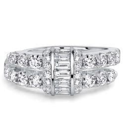 Italo White Sapphire Baguette & Round Cut Unique Engagement Ring For Women