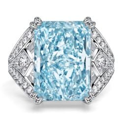 Italo Split Shank Radiant Cut Aquamarine Engagement Ring For Women