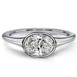 Italo East West Bezel Setting Oval Cut Engagement Ring For Women