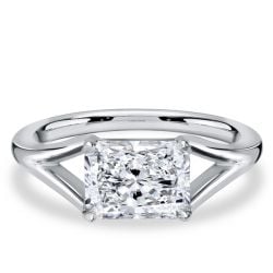 Italo Split Shank Radiant Cut White Sapphire Engagement Ring For Women