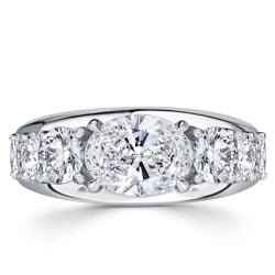 Italo Five Stone White Sapphire Oval Cut Engagement Ring For Women