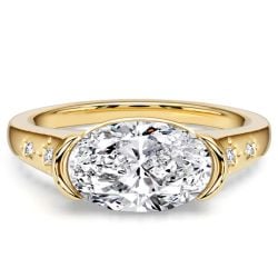 Italo Nebula Half Bezel Oval Cut Engagement Ring For Women