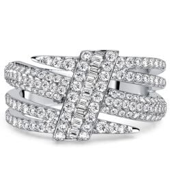 Italo Micro Pave Triple Row White Sapphire Unique Engagement Rings
