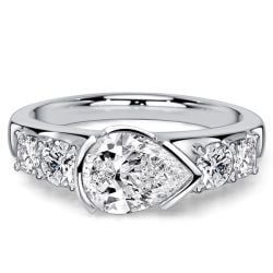 Italo East-west Half Bezel Pear Cut Five Stone Engagement Ring For Women
