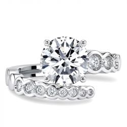 Italo Spiral Bezel Setting Bypass Round Cut Unique Engagement Ring