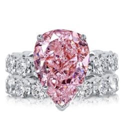 Italo Pear Cut Pink Sapphire Eternity Engagement Ring Sets For Women