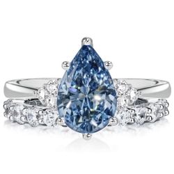 Italo Pear Cut Blue Topaz Engagement Ring Sets Bridal Set