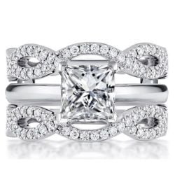 Italo Twist Princess Cut Bridal Set 3PC Wedding Set For Women