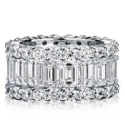 Round And Baguette Diamond Wedding Band