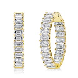 Emerald Cut Inside-Out Hoop Earrings For Women