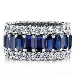 Italo Blue Sapphire Eternity Wedding Band For Women Anniversary Ring
