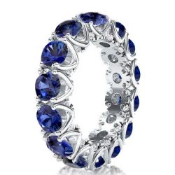 Italo Blue Sapphire Band Ring Eternity Wedding Band For Women