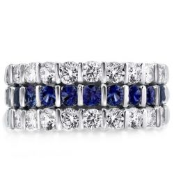 Triple Row Created Sapphire Wedding Band(5.15 CT. TW.)