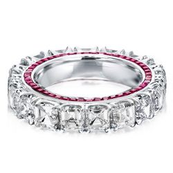 Eternity Asscher Cut White Sapphire Wedding Band