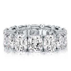 Cushion Cut Eternity Band For Women In Sterling Silver