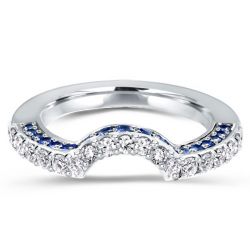 Curved Blue & White Created Sapphire Wedding Band