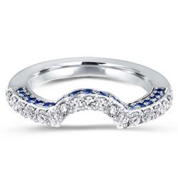 Curved Blue & White Created Sapphire Wedding Band