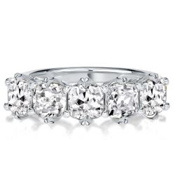 Five Stone Cushion Cut Wedding Band
